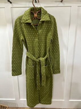 QUO Olive Green Long Sleeve Belted Knit sweater jacket dress